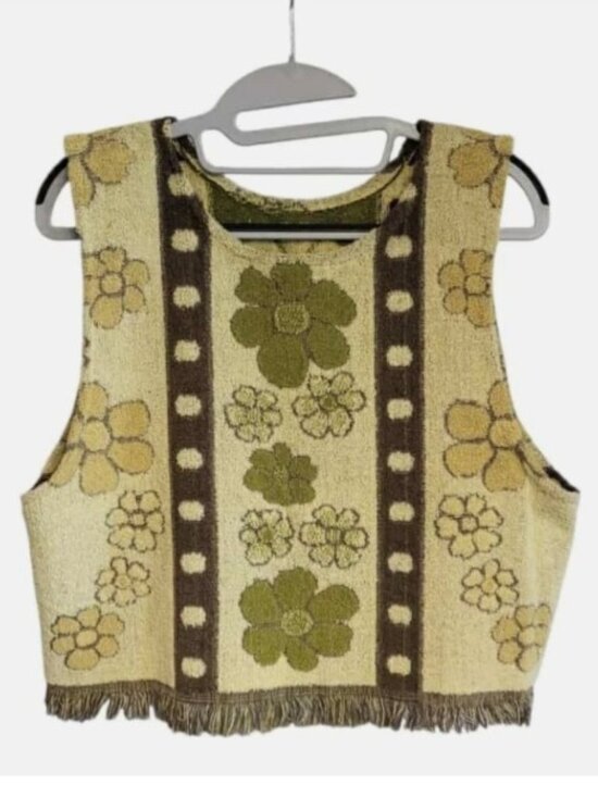 CANNON Jackets & Blazers - Vintage Crop Top Handsewn 1970's Cannon Towels Upcycled Pullover Vest RARE